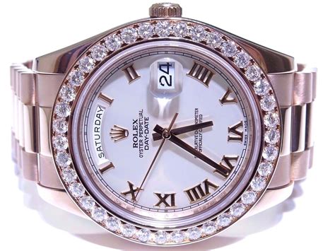 rose gold presidential rolex white face|18k presidential rolex diamond bezel.